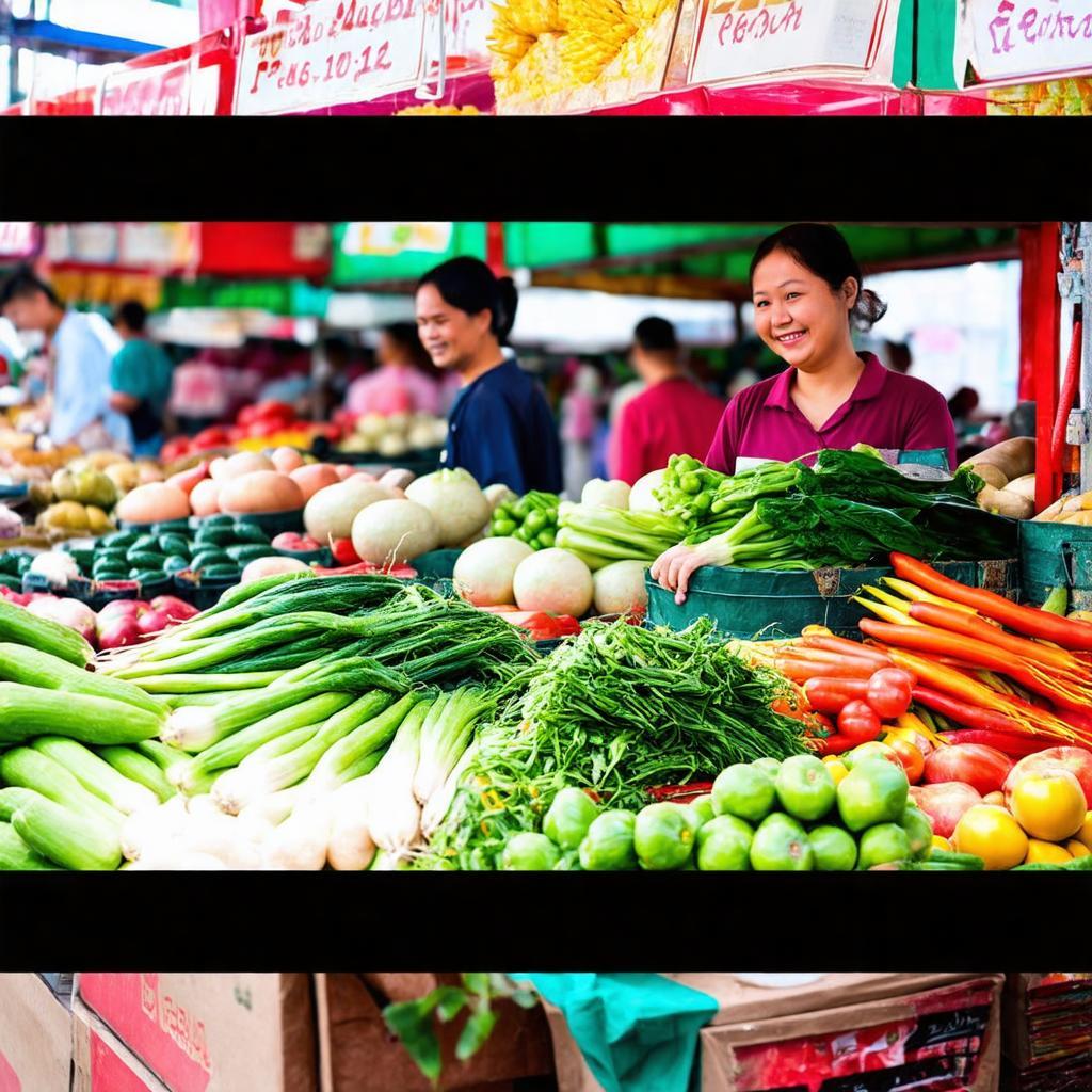 Gian hàng rau củ quả tươi ngon tại chợ Rạch Bắp Bến Cát
